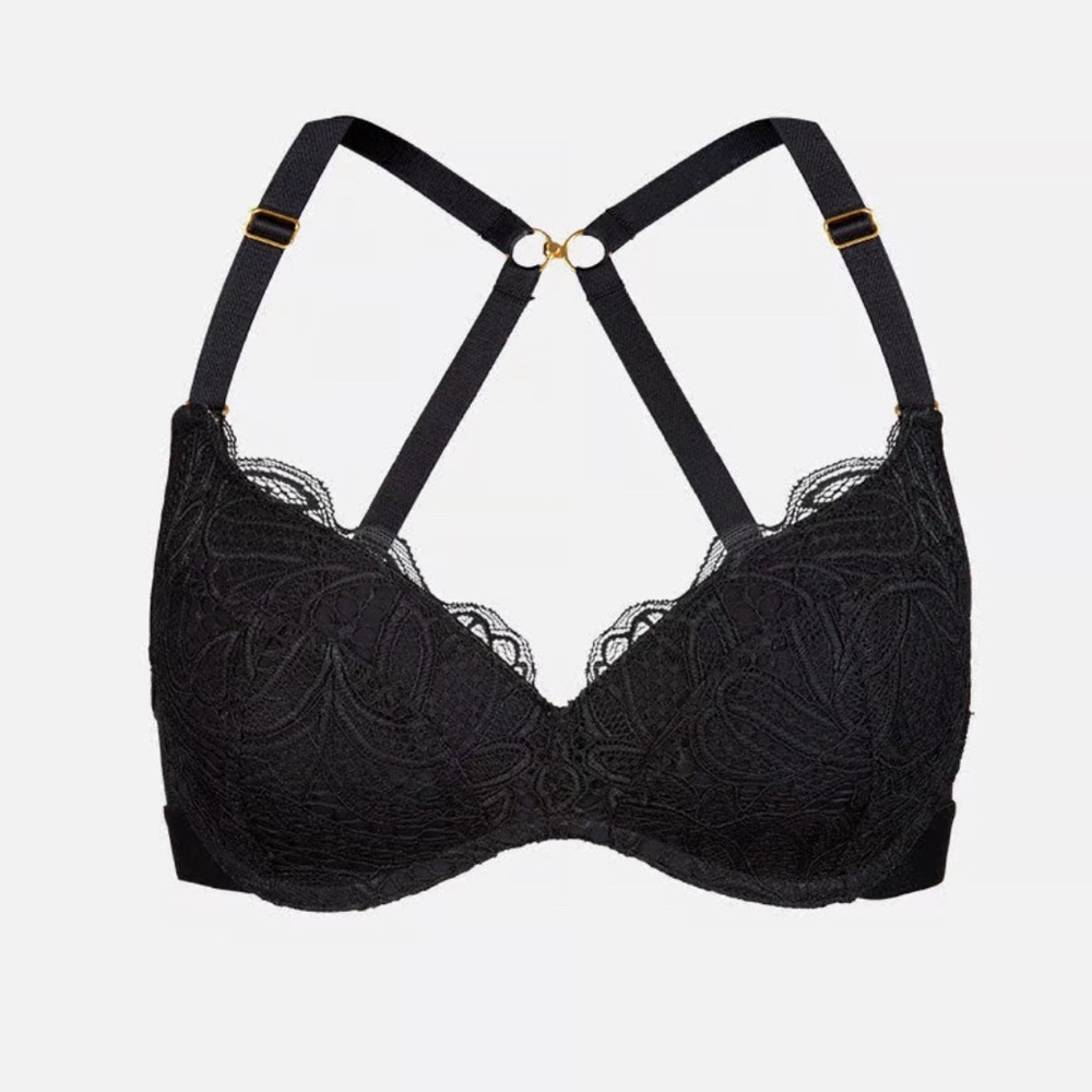 NWT Lively Lace No-Wire Push-Up Bra in Jet Black 34B